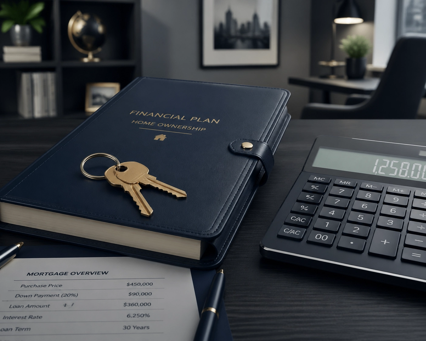 House keys on a financial planner symbolizing the closing process for a new Houston construction home.