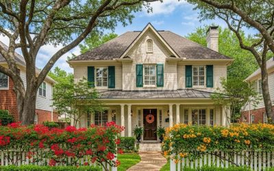 Beautiful Houston home exterior with lush landscaping, featuring a charming porch, vibrant flowers, and classic architectural details, reflecting the appeal of the local real estate market in 2026.