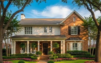 Beautiful Houston home with inviting exterior, lush landscaping, and vibrant flower beds, ideal for first-time homebuyers.