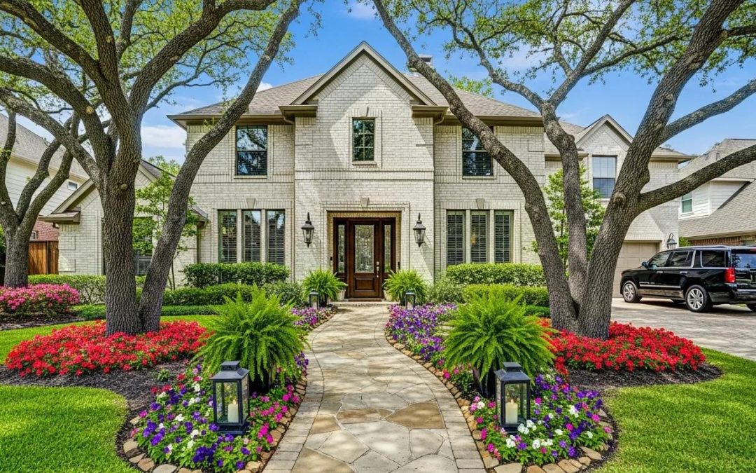 Beautifully staged Houston home exterior with inviting landscaping