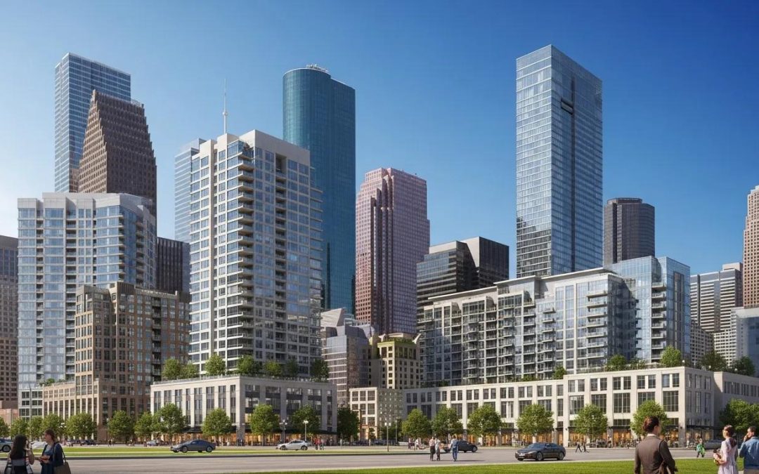 Houston skyline with diverse real estate properties representing investment opportunities