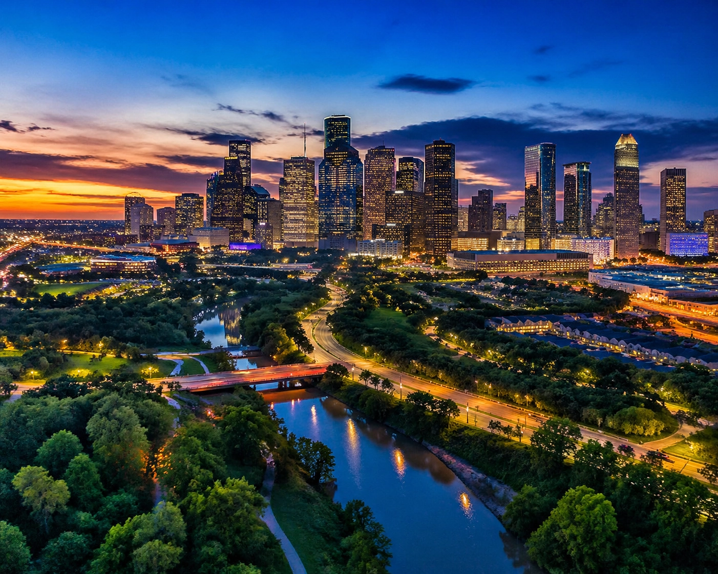 The Houston skyline at twilight, representing the resilient demand in the 2026 Texas real estate market.
