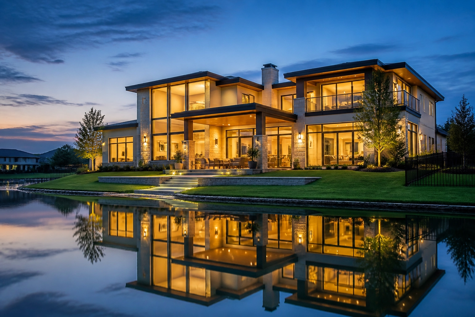 Modern luxury lakefront home in Cypress Texas with expansive floor plan and room to grow.