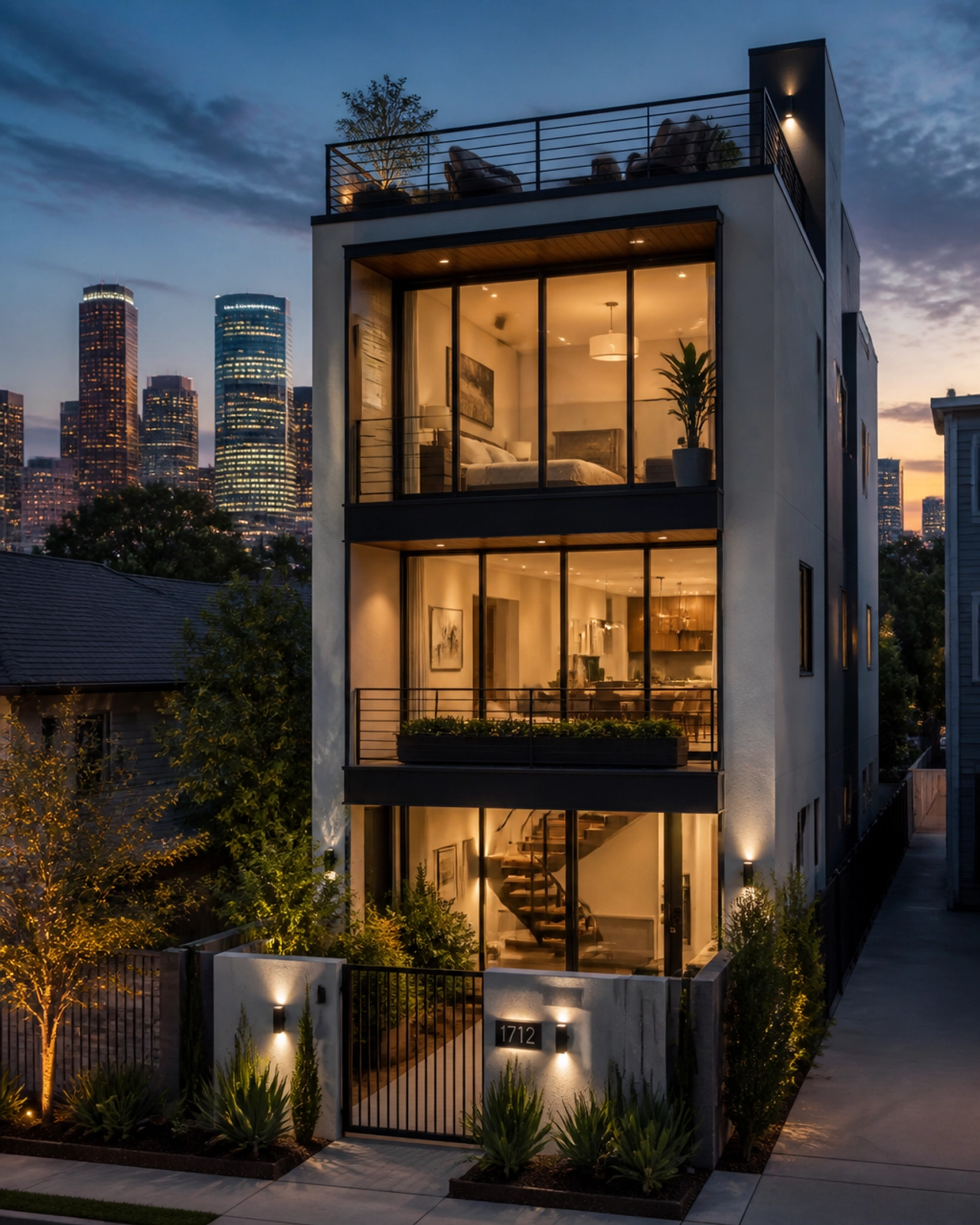 Modern Montrose townhome with rooftop deck and downtown views