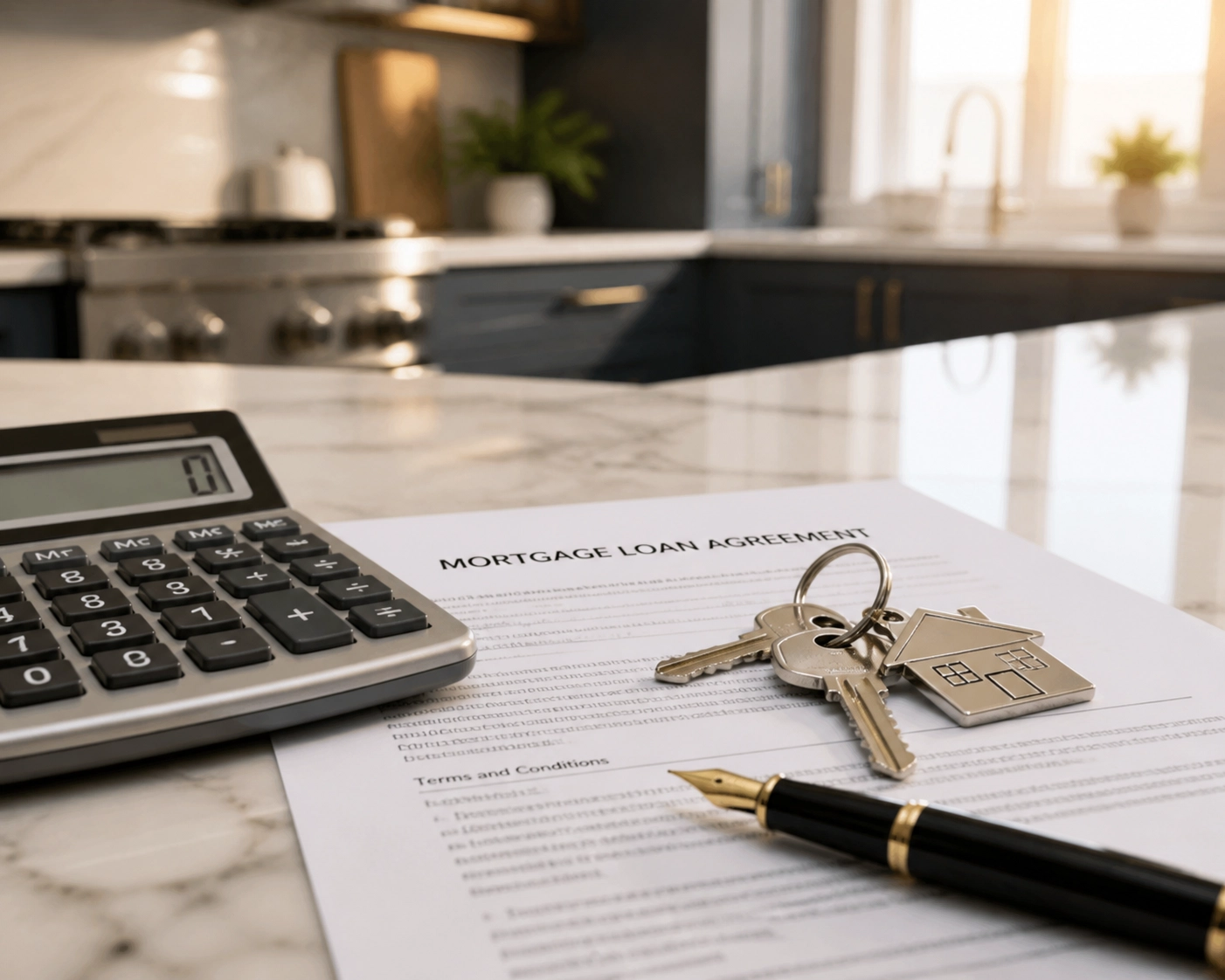 Mortgage documents and house keys on a counter, representing financial readiness for Houston homebuyers.