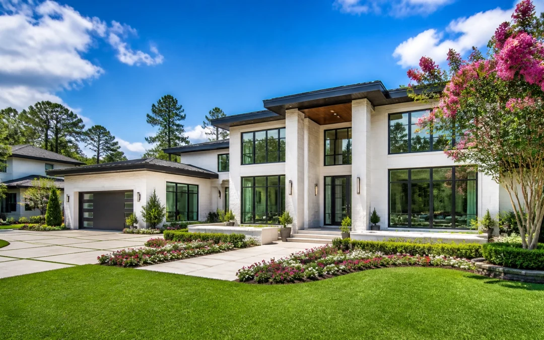 Modern Houston suburban home in summer