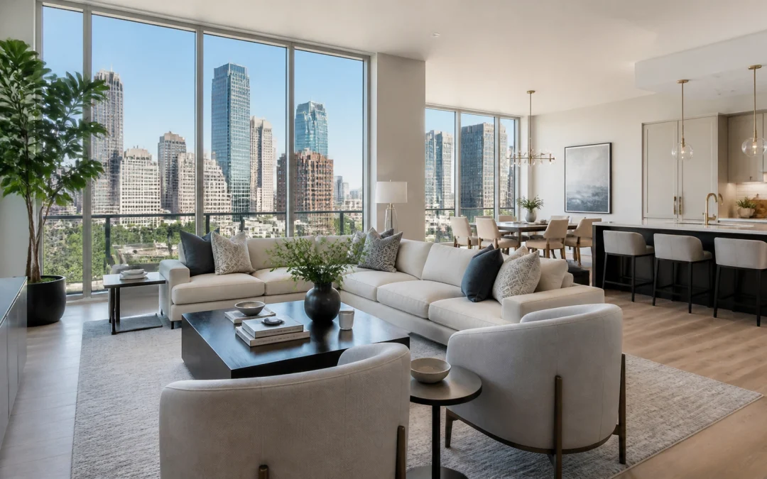 Modern Houston luxury interior with city views