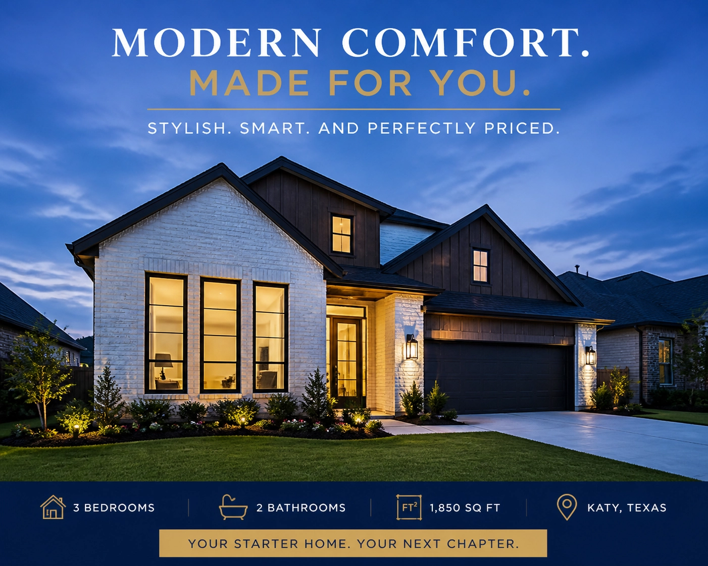 Modern $400k single-family home in a Houston suburb showcasing current market inventory.