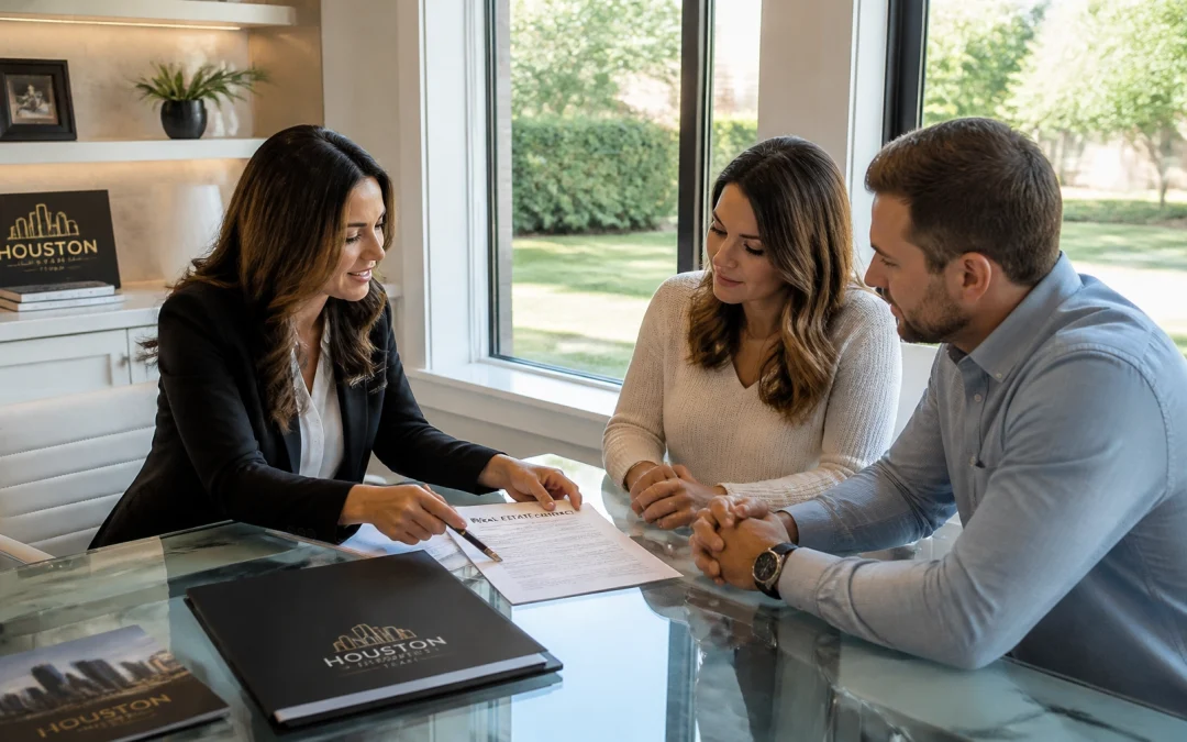 Professional real estate negotiation in a modern Houston home