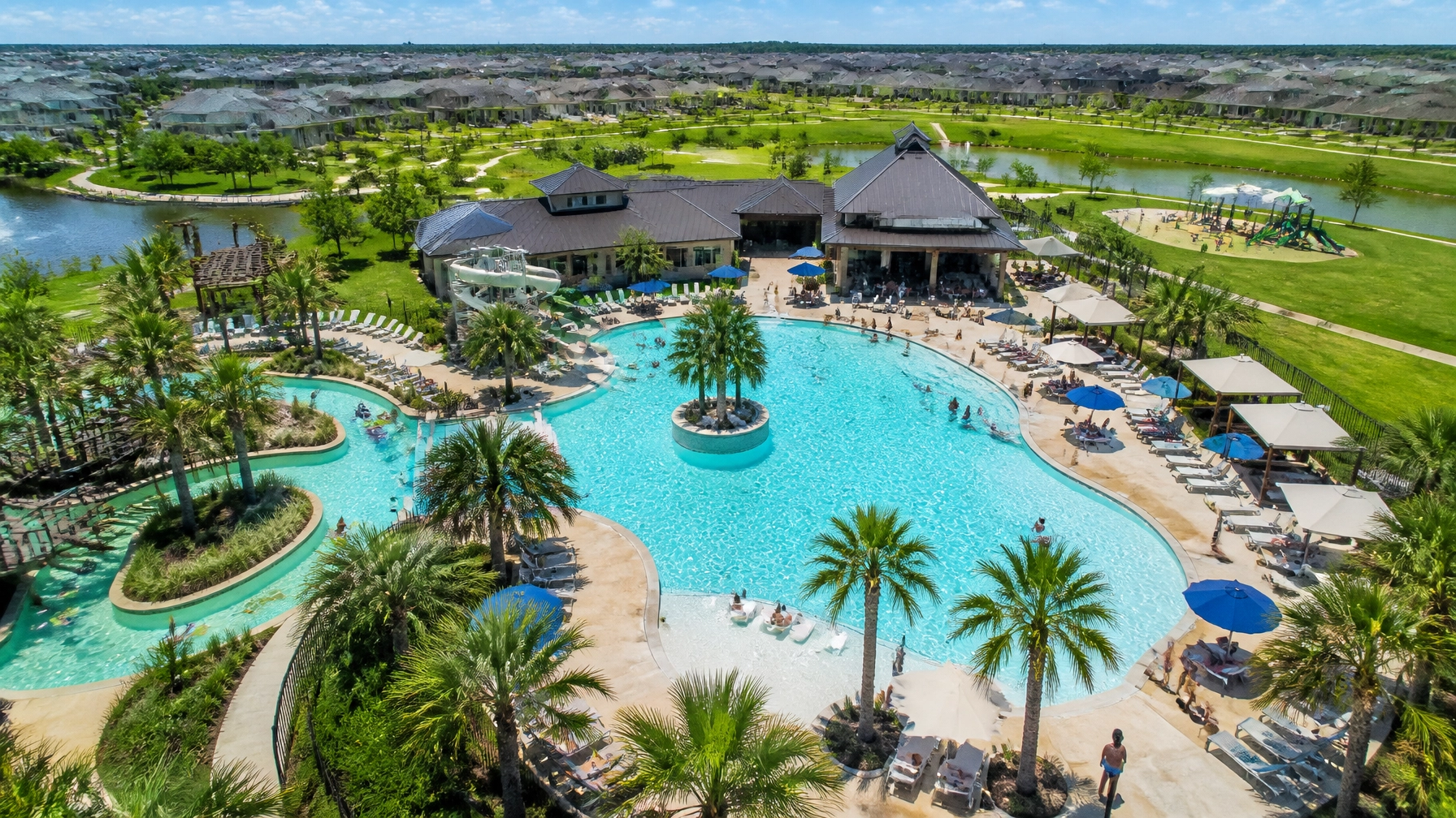 Resort style community pool in a Houston suburb