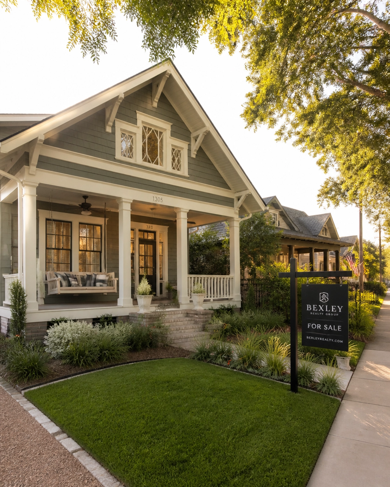 Historic Houston Heights bungalow with modern professional real estate sign