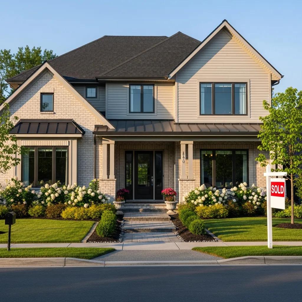 Staged home with 'Sold' sign representing financial benefits of home staging