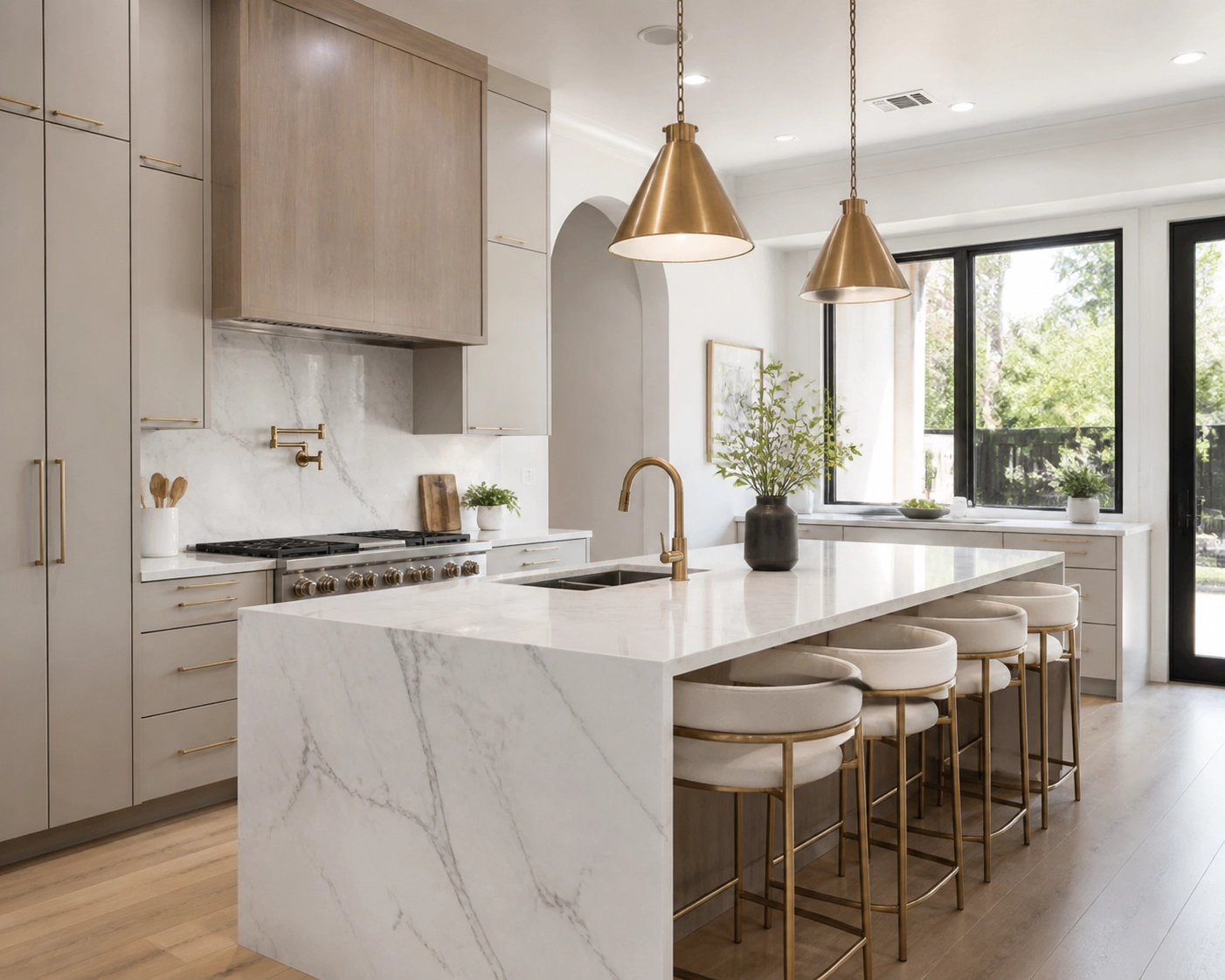 Upscale kitchen renovation in Houston showcasing high-end finishes and home equity investment.