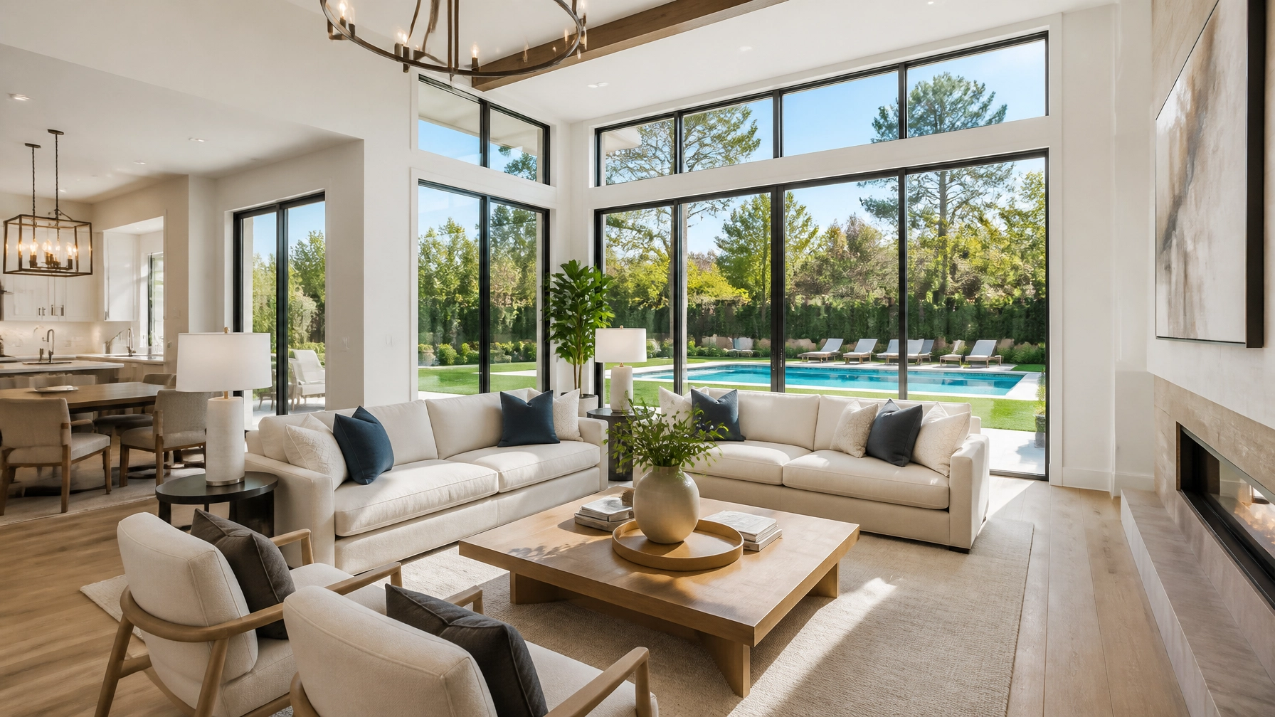 Professionally staged living room in a Houston home