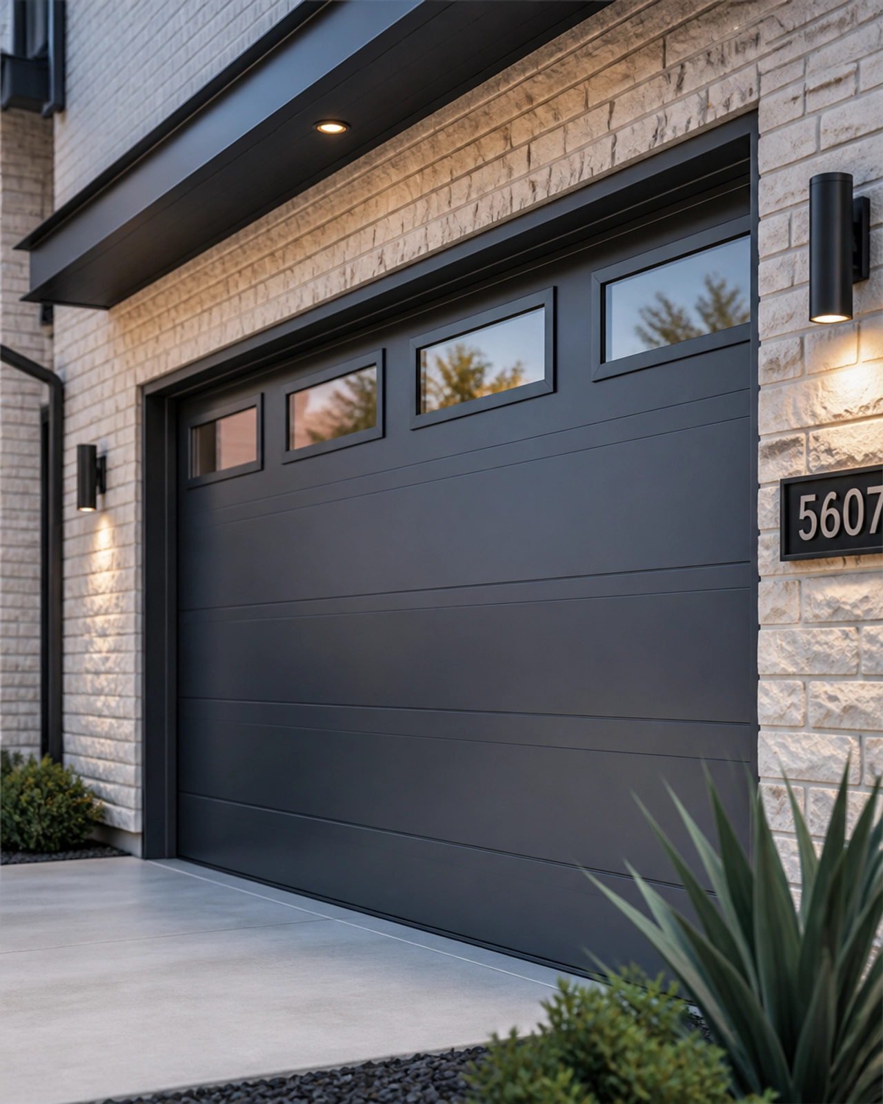 A modern Houston garage with reinforced, hurricane-rated doors.