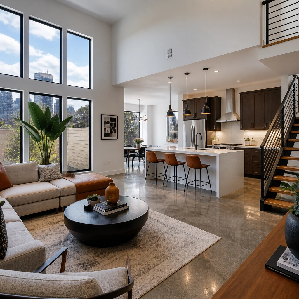 Modern Open Concept Townhome Interior in EaDo