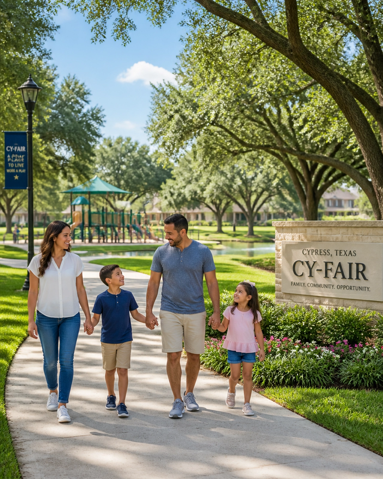Family lifestyle in a Cypress park