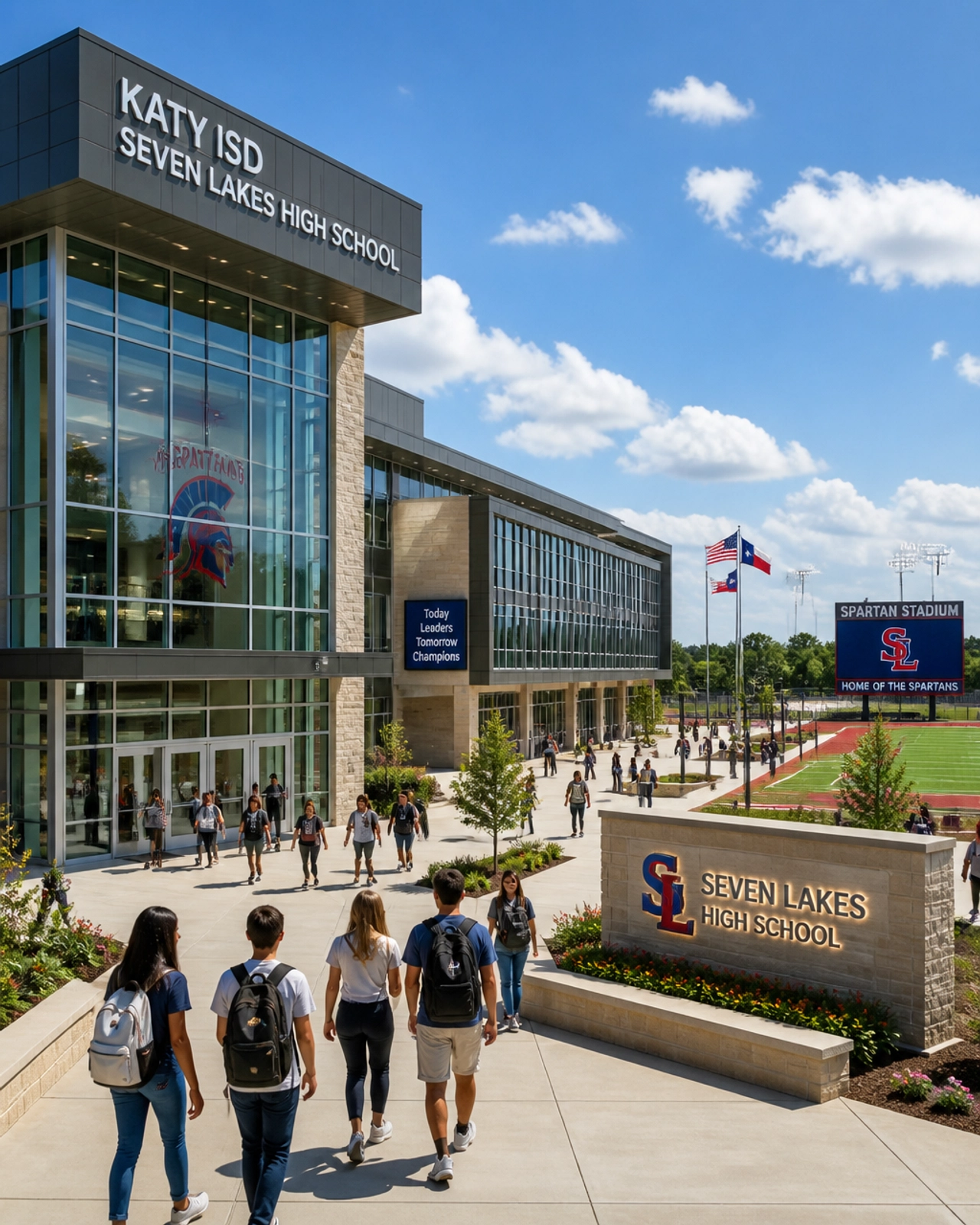 Modern high school facilities in Houston suburbs
