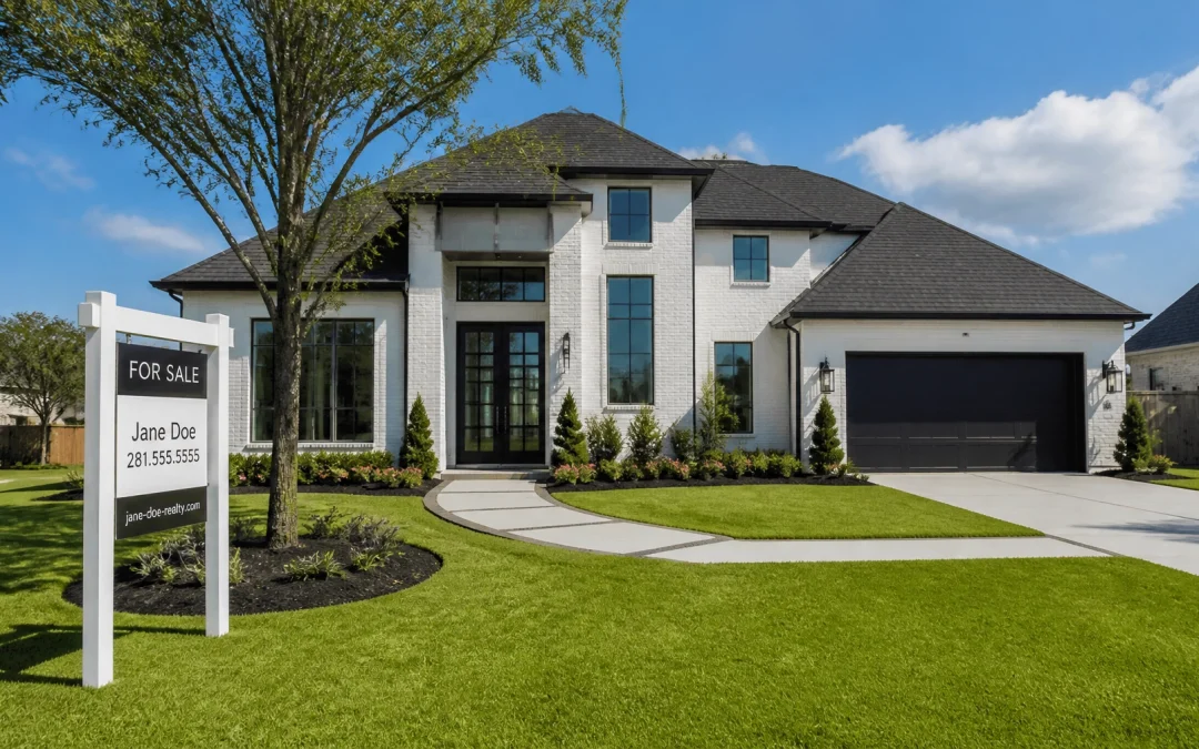Beautiful contemporary Houston home with a For Sale sign