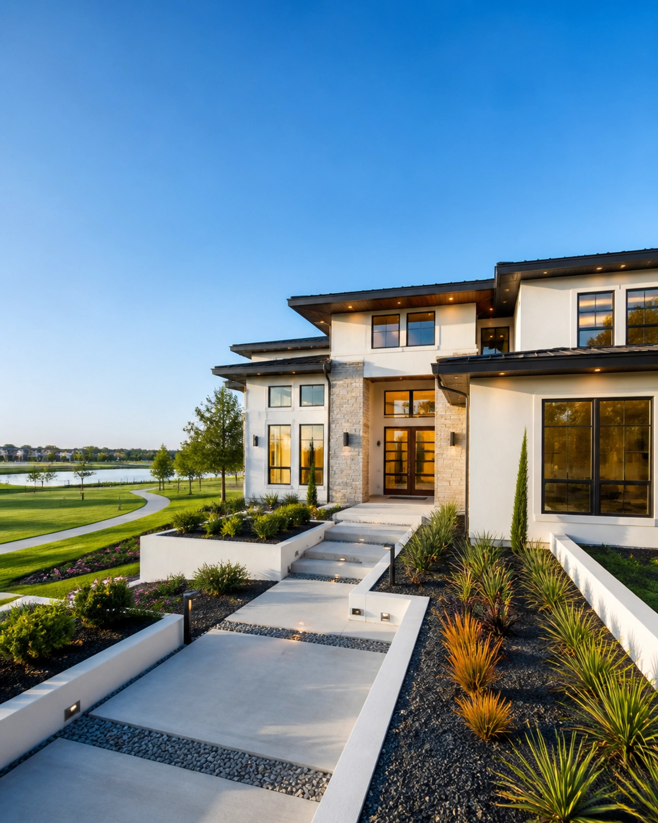 A modern new construction home in Bridgeland with lakefront views