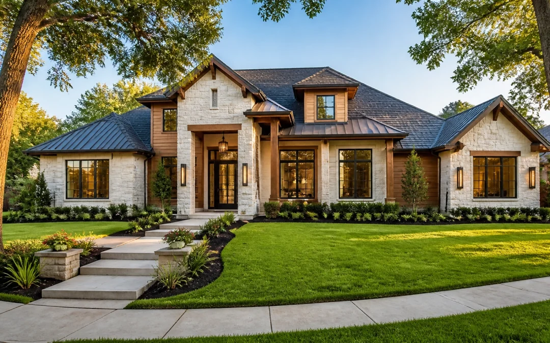 Modern luxury home in Houston during a summer afternoon