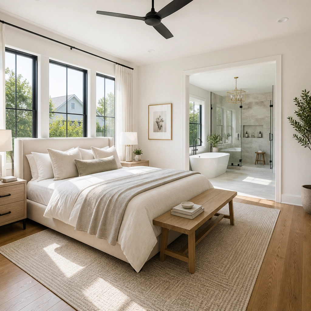 Bright and Airy Primary Bedroom with Ensuite