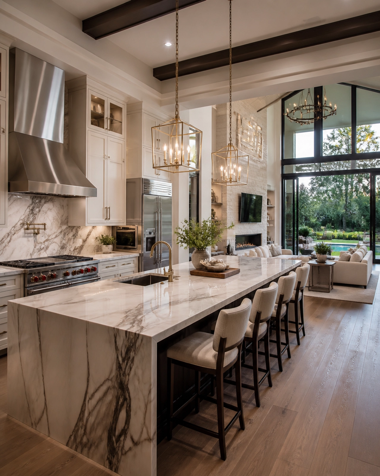 Luxury Houston kitchen with marble countertops and chef-grade appliances