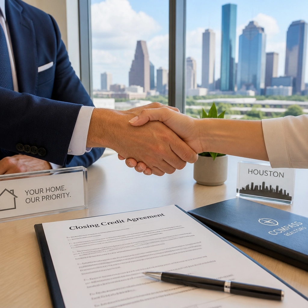 A document for closing cost credits being signed, representing a successful negotiation.