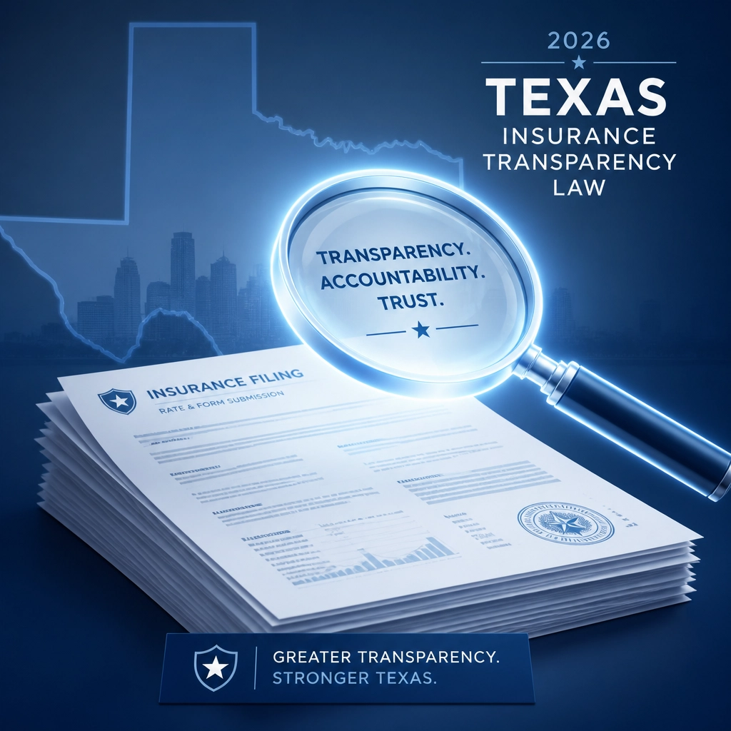 A magnifying glass over insurance documents, representing the new transparency law