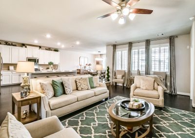 Featured Katy Texas property interior, living room and kitchen area.