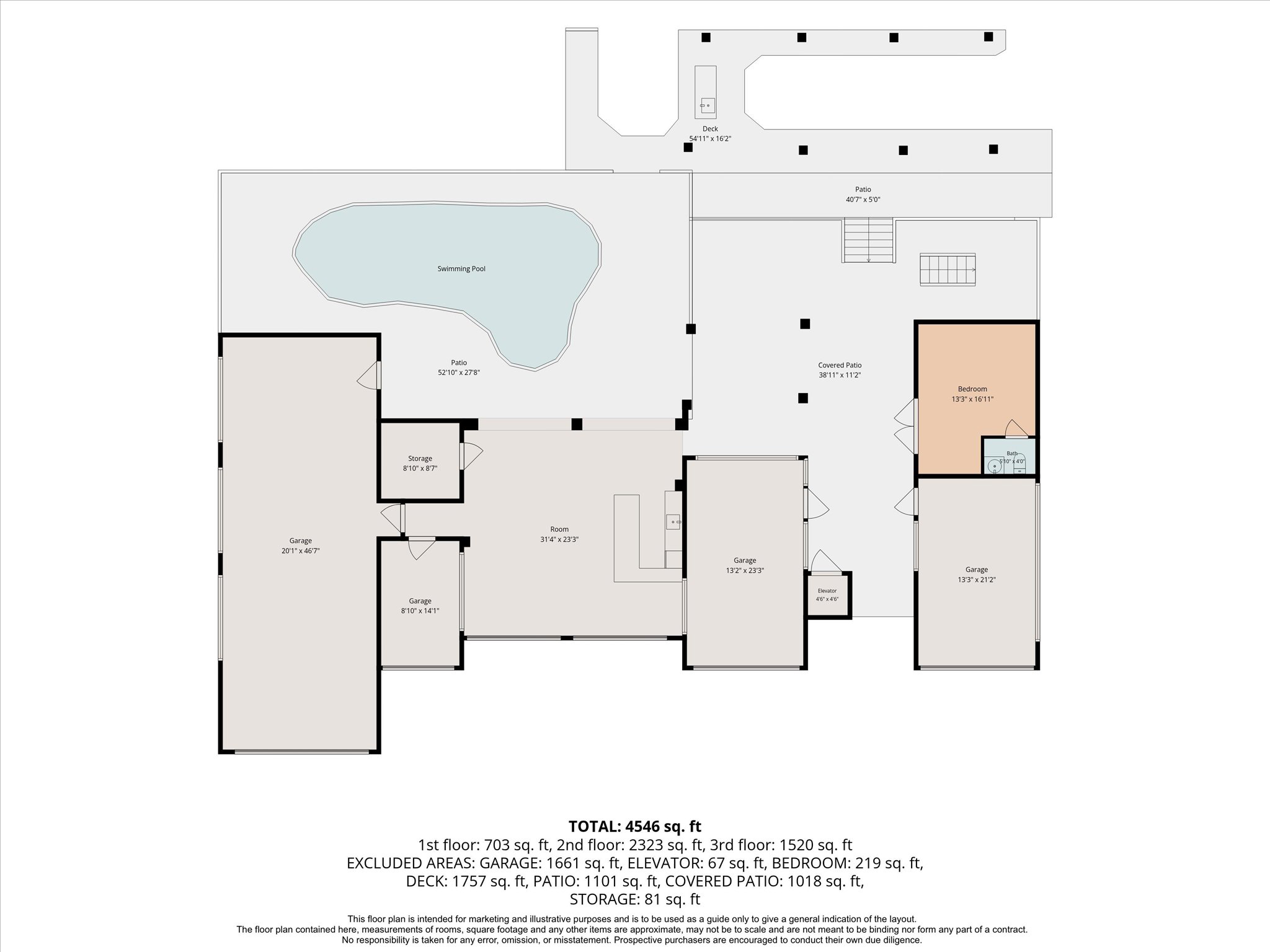 Floorplan of 1522 Windsong Way property in Galveston, Texas, featuring pool and multiple rooms.