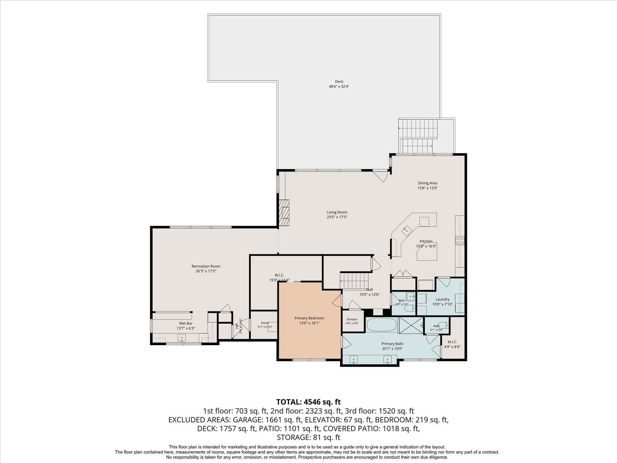 Floorplan of 1522 Windsong Way, Galveston, Texas, featuring bedrooms, bathrooms, and living areas.